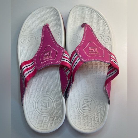 TheraSandal by TheraShoe Flip Flop Thong Therapy Molded Insole Pink Leather - Picture 11 of 14